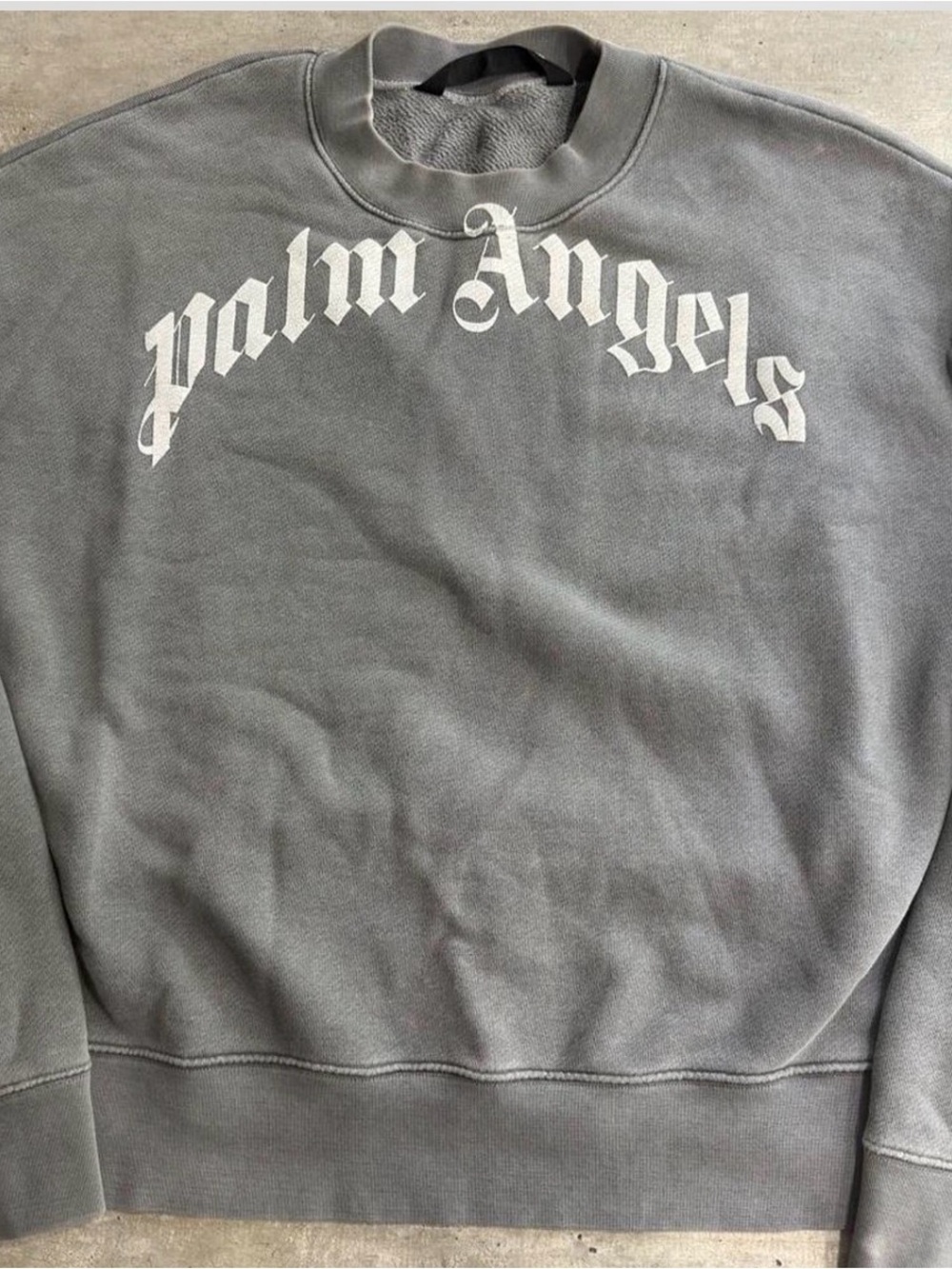 Palm Angels Men's Gray Logo Crewneck Sweatshirt Sz Med
